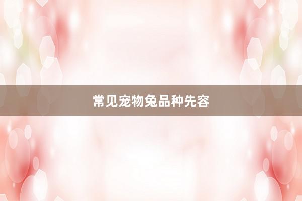 常见宠物兔品种先容